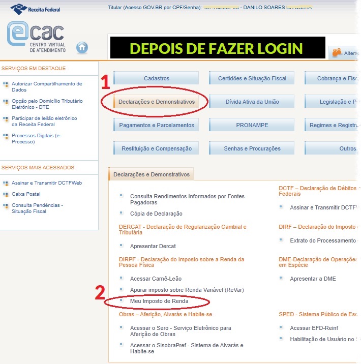 passos para declaração de imposto de renda no ecac com certificado
